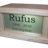 HS54 Cremation Urn shown in Oak with Clear Finish and Satin Brass Face Plaque.